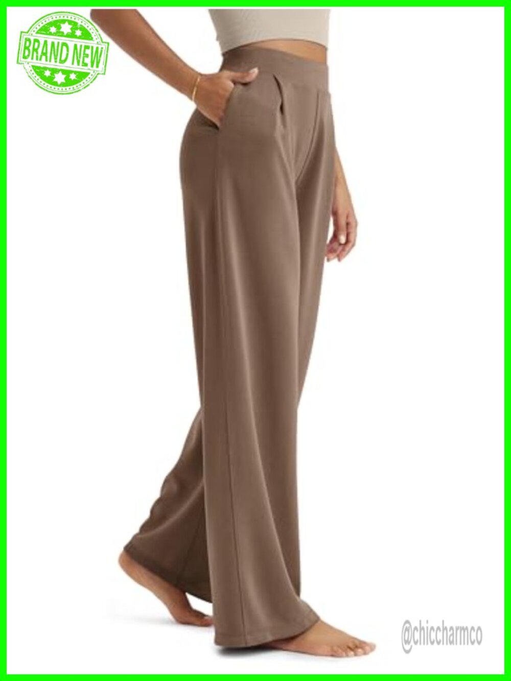 Modal Soft Wide Leg High Waist Casual Pants with Pockets